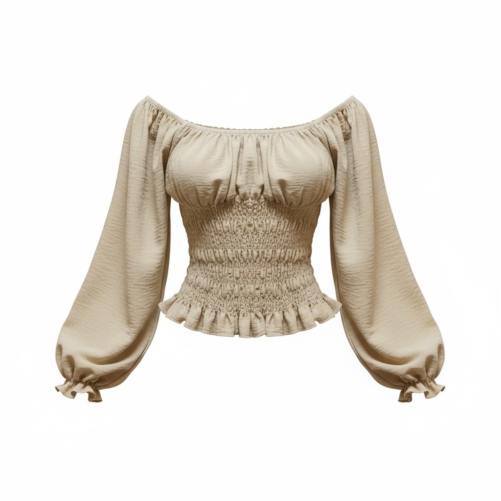 Cream Smocked Dress